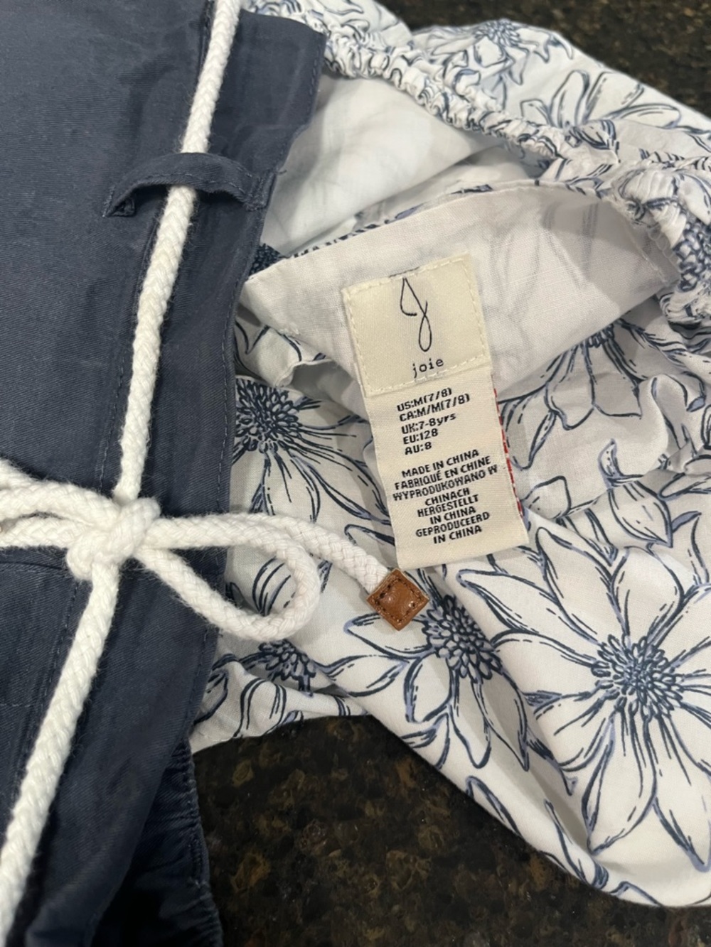 Joie SET White Blue Cotton Floral Print Peasant Little Girls Shirt Top Shorts - Picture 2 of 12